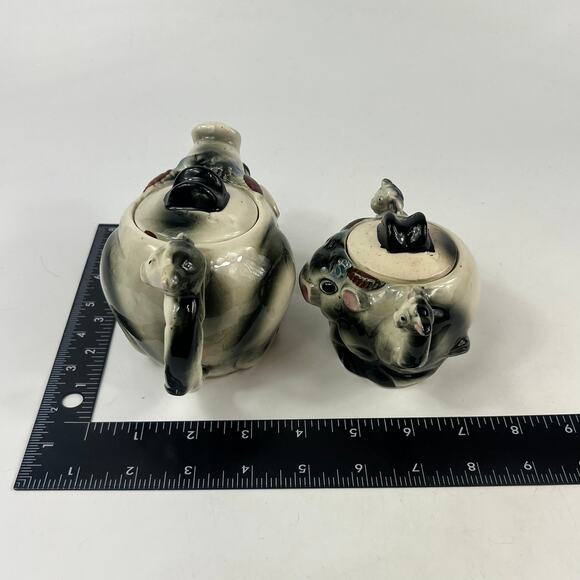 Vintage Kitsch Cow Tea Pot Sugar Bowl Set Unique Gift Novelty Bull Animal Retro - Picture 10 of 10